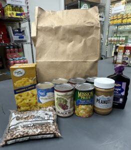 Canned goods and shelf staples with bag