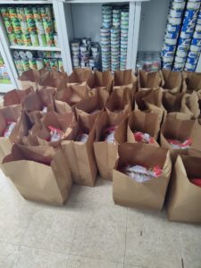 Bags of food lined up