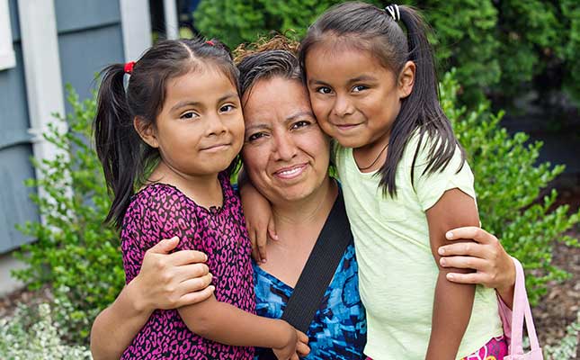 Mother with two girls